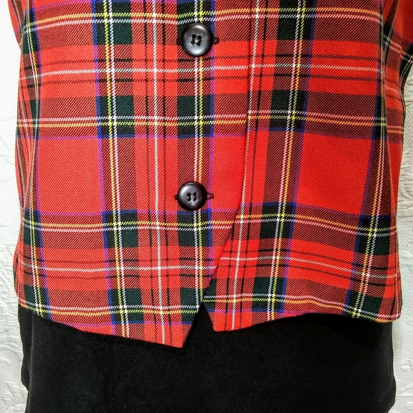 Vintage 90s Y2K 80s New Red Plaid Checkered Christmas Holiday Vest 6P - Picture 6 of 10